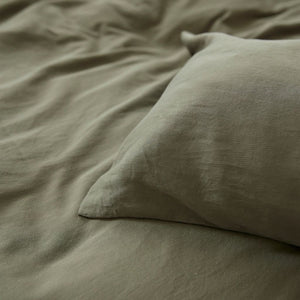 Baumwollsatin Kissenbezug in Olivgrün - Nido Botanical