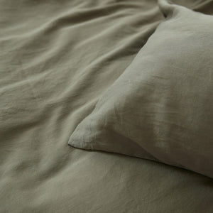 Baumwollsatin Deckenbezug in Olivgrün- Nido Botanical