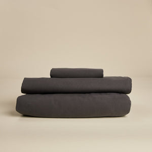 Baumwollsatin Bettwäsche Bundle in Anthrazit - Cinza Night Sky