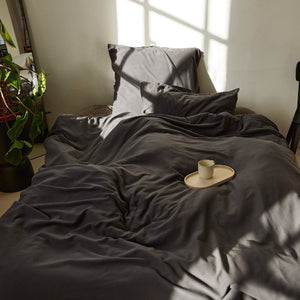 Baumwollsatin Bettwäsche Bundle in Anthrazit - Cinza Night Sky