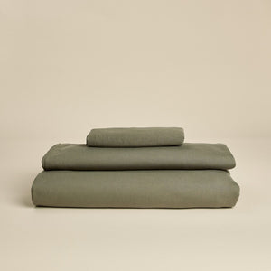 Baumwollsatin Bettwäsche Set in Olivgrün - Nido Botanical