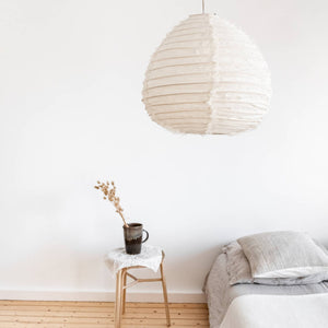 Pendelleuchte Pir aus Leinen, natur