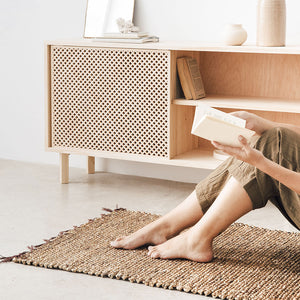 Teppich Batu aus Wasserhyazinthe, mit Fransen