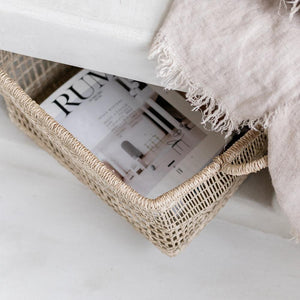 Eckiger Seegras Korb Gaya, mit Henkeln