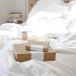 100% Leinen Bettwäsche Set Lua, grau gestreift