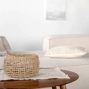 Runder Flechtkorb Bola aus Seegras, klein, ideal für Wohnzimmer oder als Aufbewahrungskorb