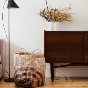 Großer runder Seegras Korb Alam mit Henkeln – ideal als Wäschekorb oder Aufbewahrungskorb