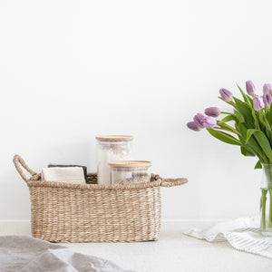 Eckiger Aufbewahrungskorb Dasar aus Seegras