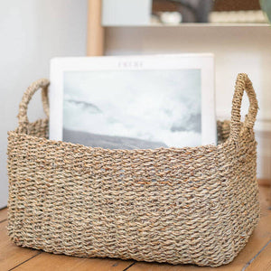 Rechteckiger Korb Pura aus Seegras mit robusten Henkeln für einfachen Transport