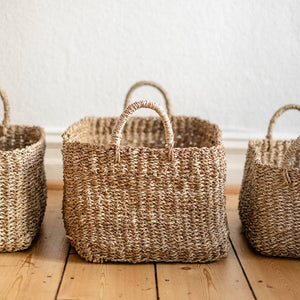 rechteckiger Seegras Korb Pura in drei Größen als Aufbewahrungskorb-Set