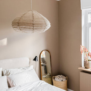 Hängelampe Kanva aus Leinen, weiß