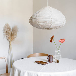 Hängelampe Kanva aus Leinen, weiß