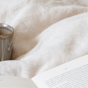 100% Leinen Bettwäsche Set Lino, beige gestreift