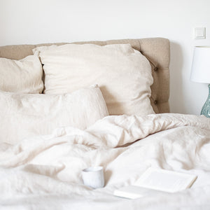 100% Leinen Bettwäsche Set Lino, beige gestreift