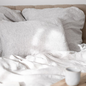 100% Leinen Bettwäsche Set Lua, grau gestreift