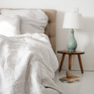 100% Leinen Bettwäsche Set Lua, grau gestreift