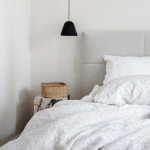 100% Leinen Bettwäsche Set Lua, grau gestreift