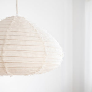 Weißer Leinen Lampion mit Textil Kabel