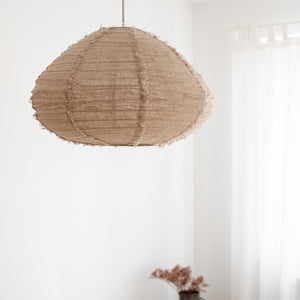 Lampion Hänge-Leuchte aus Leinen mit natürlichem Textilkabel