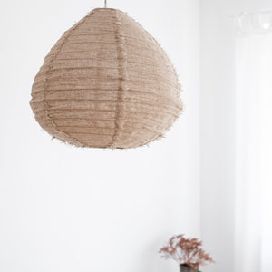 Pendelleuchte Pir aus Leinen, natur