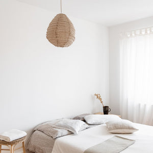 Pendelleuchte Pir aus Leinen, natur