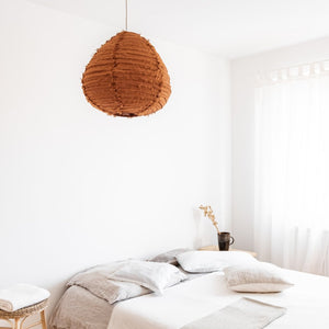 Pendelleuchte Pir aus Leinen, ton