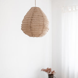 Pendelleuchte Pir aus Leinen, natur