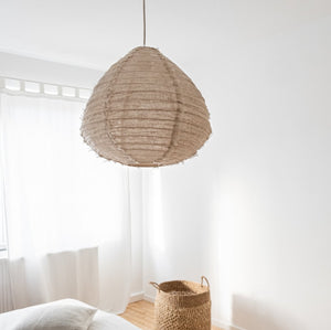 Pendelleuchte Pir aus Leinen, natur