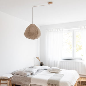 Pendelleuchte Pir aus Leinen, natur