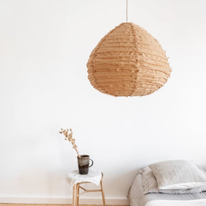 Pendelleuchte Pir aus Leinen, toffee