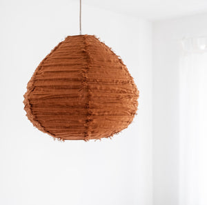 Leinen Leuchte in Lampion Optik in braun