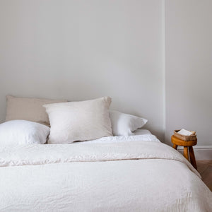 100% Leinen Deckenbezug Lino, beige gestreift