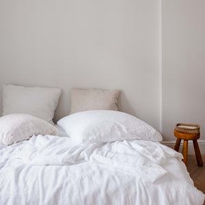 100% Leinen Deckenbezug Nuvem, weiß