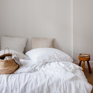 100% Leinen Bettwäsche Set Nuvem, weiß