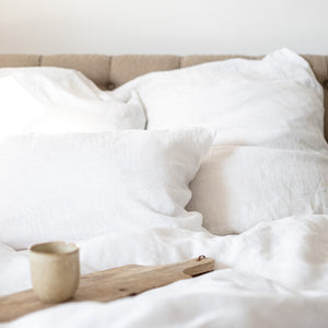 100% Leinen Bettwäsche Set Nuvem, weiß