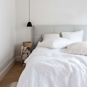 100% Leinen Bettwäsche Set Nuvem, weiß