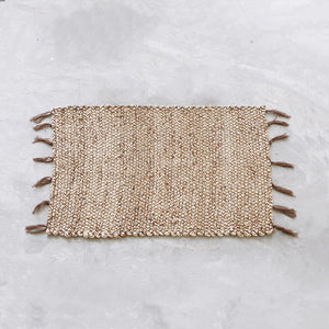 Kleiner Teppich aus Wasserhyazinthe mit Fransen