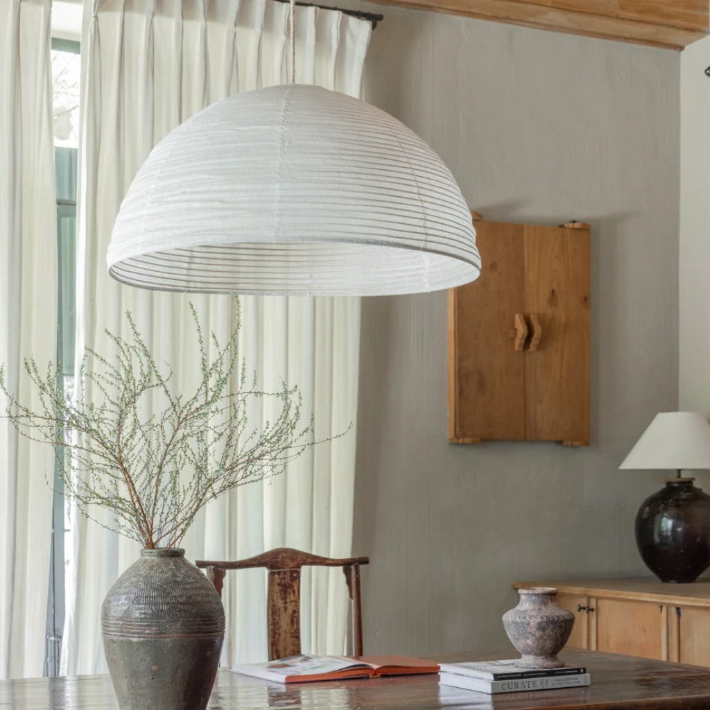 Padang Deckenlampe aus Leinen, handgefertigt