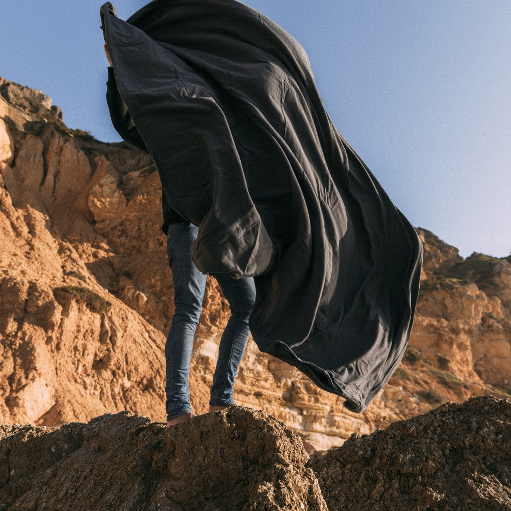 Baumwollsatin Deckenbezug in Anthrazit- Cinza Night Sky