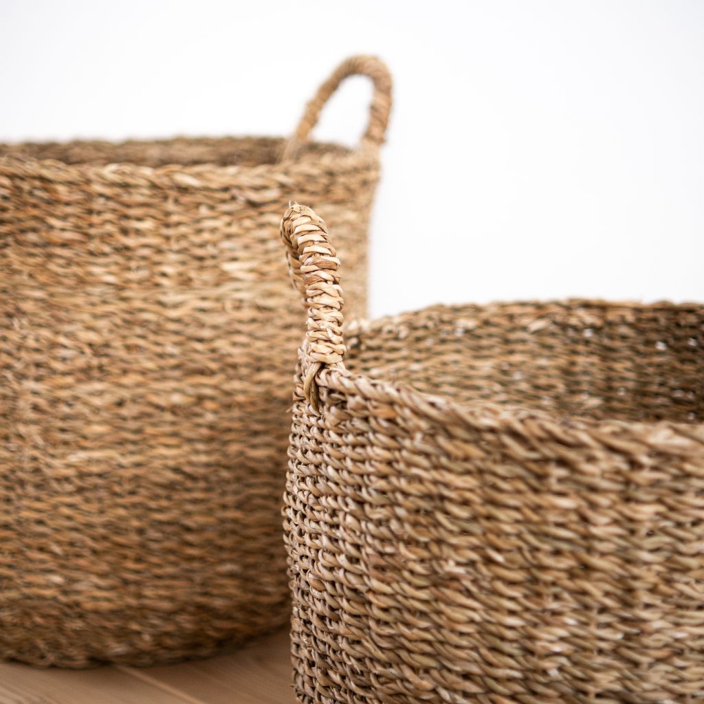 Korb rund geflochten Griffe