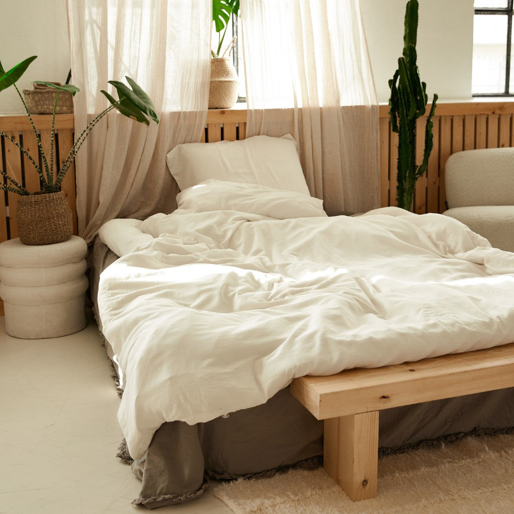 Baumwollsatin Bettwäsche Set in Creme - Sono Off White