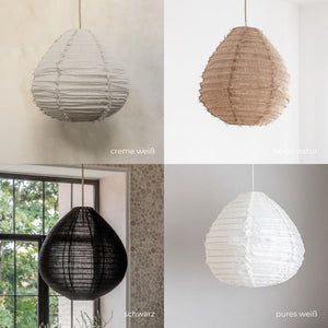 Pendelleuchte Pir aus Leinen, natur