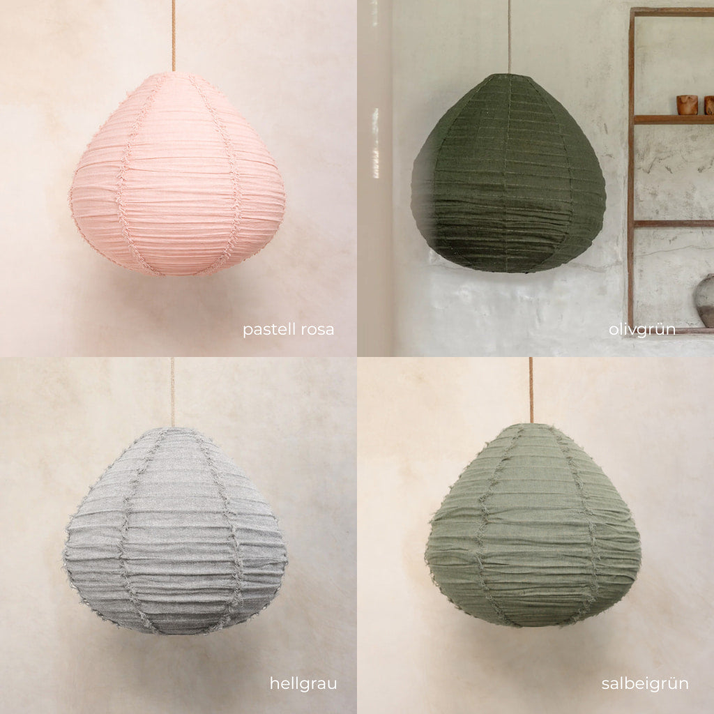 Pendelleuchte Pir aus Leinen, natur