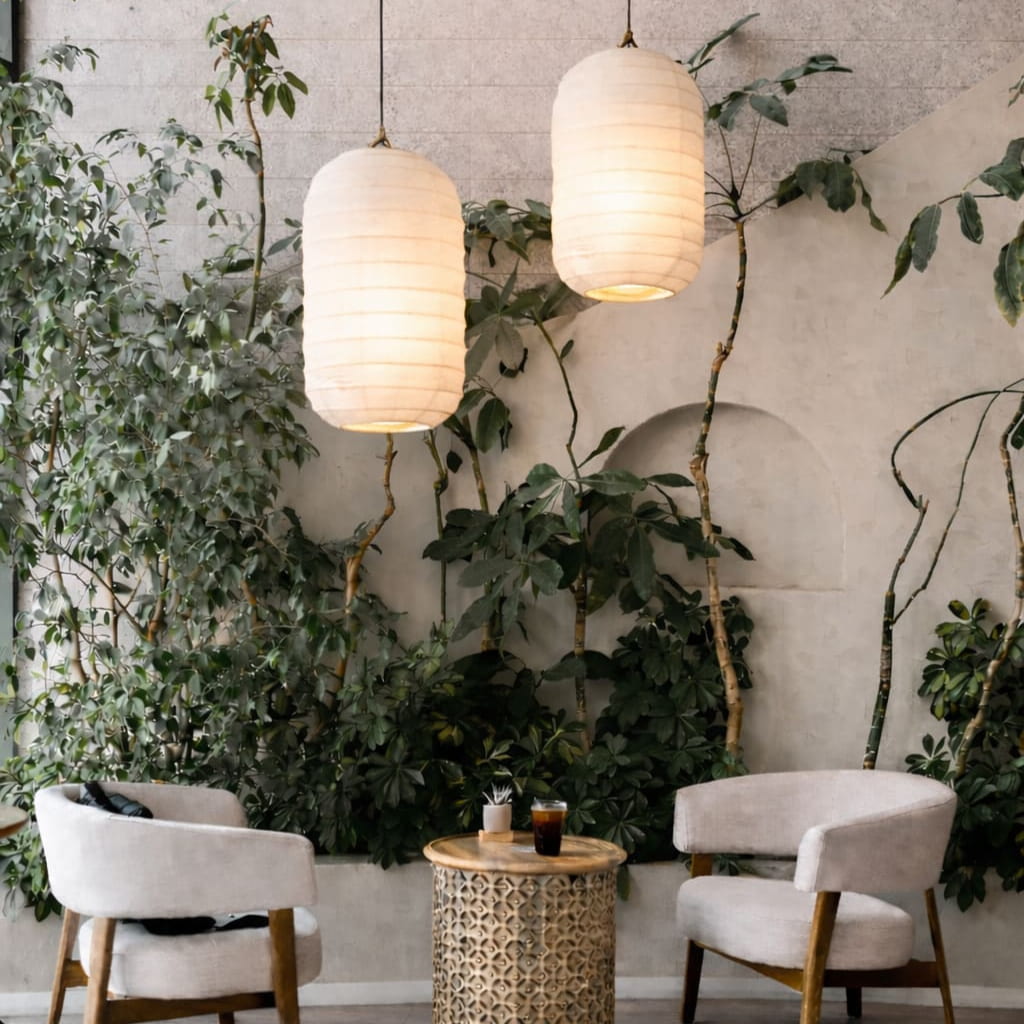 Tanah, Pendelleuchte aus Leinen, handgefertigt