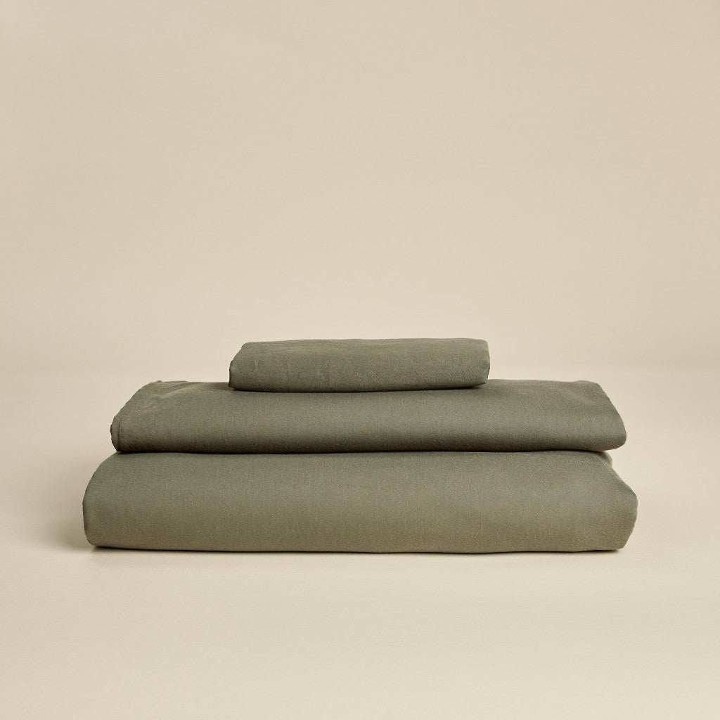 Baumwollsatin Bettwäsche Bundle in Olivgrün - Nido Botanical