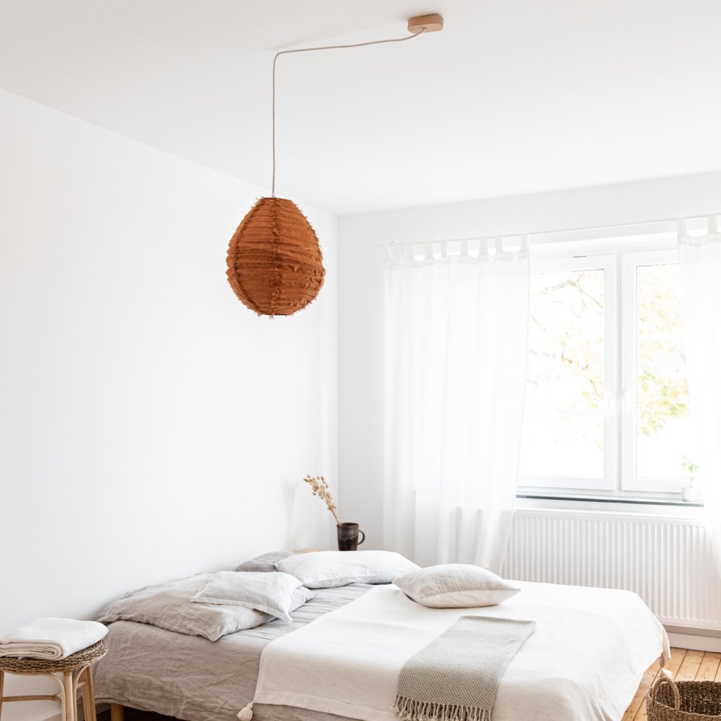 Pendelleuchte Pir aus Leinen, ton