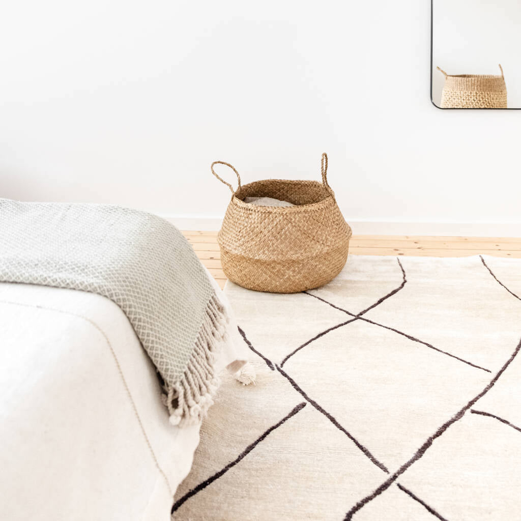 Teppich Tham aus Bananenfaser in Offwhite