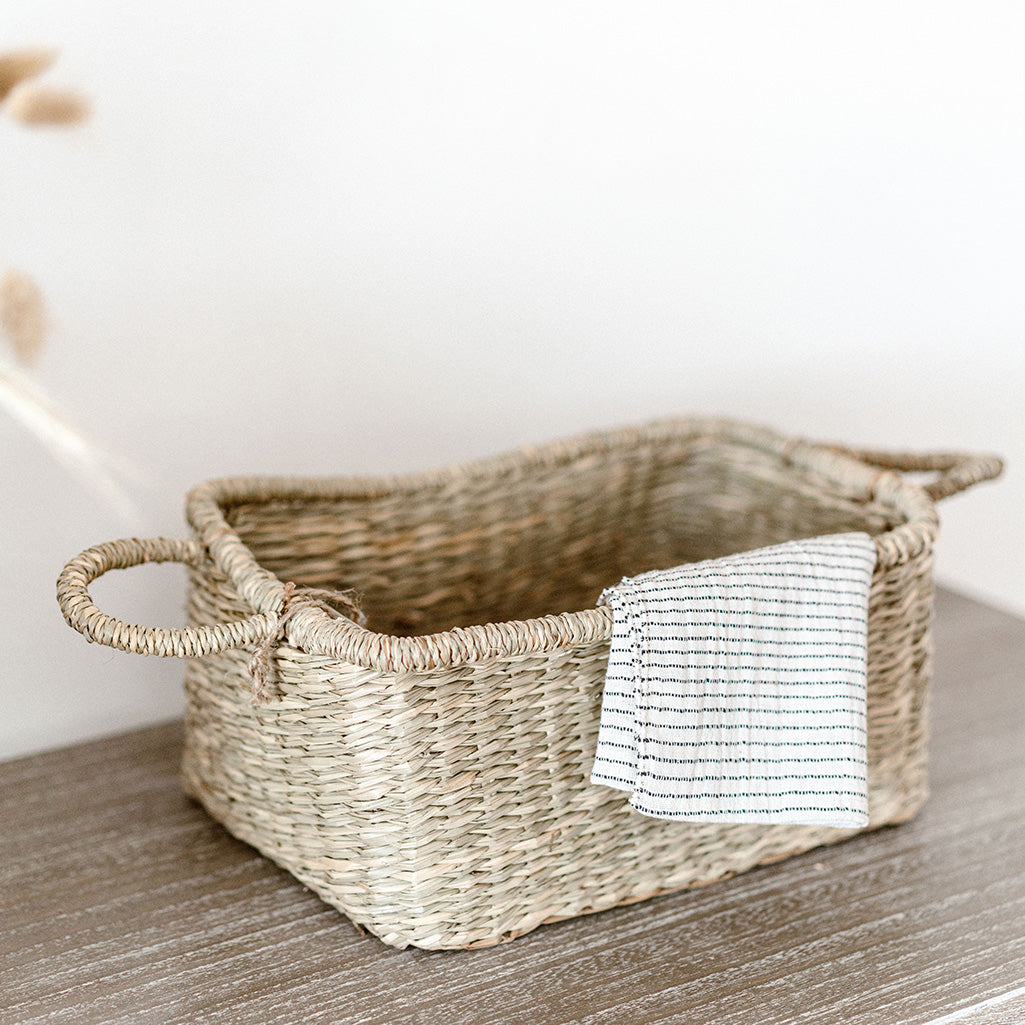 Eckiger Aufbewahrungskorb Dasar aus Seegras