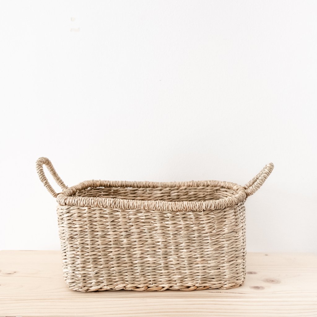 Eckiger Aufbewahrungskorb Dasar aus Seegras