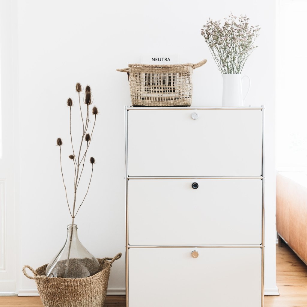 Eckiger Seegras Korb Gaya, mit Henkeln